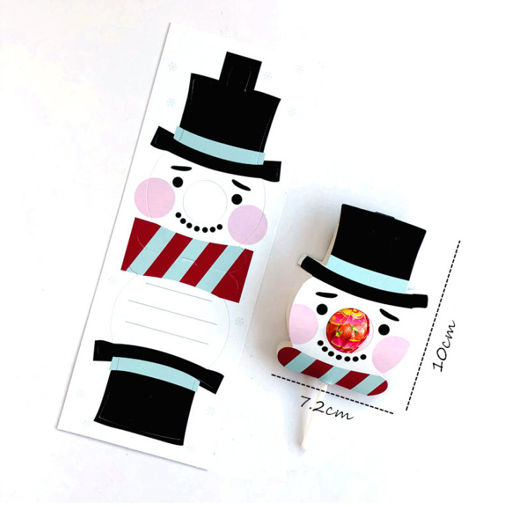 聖誕雪人棒棒糖裝飾紙卡(10入)